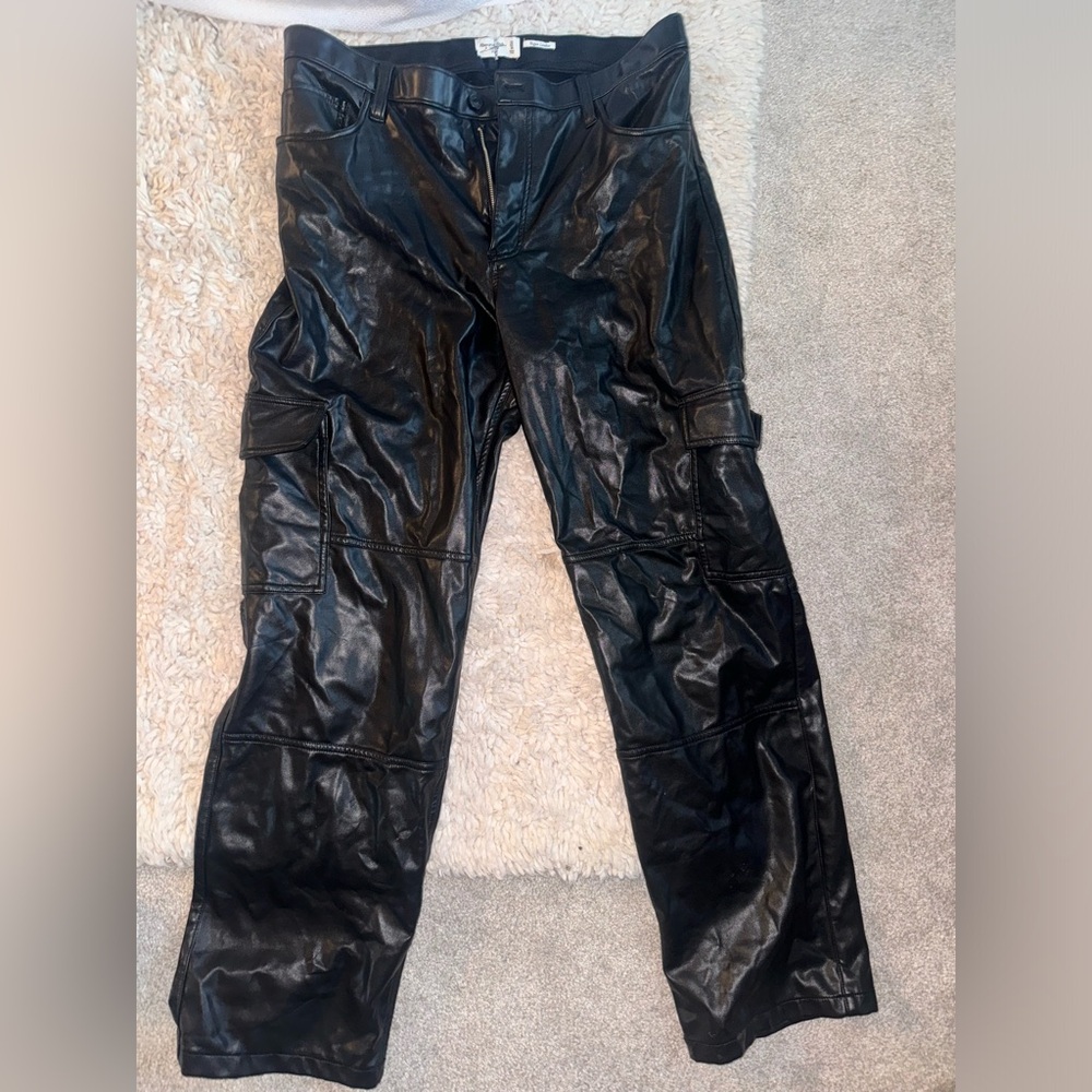 size 33 leather cargo pants
